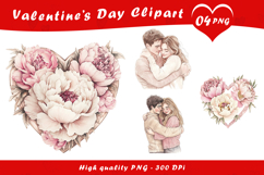 Romantic Floral Couple Heart Clipart PNG Product Image 1