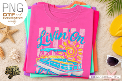 Livin on Lake Time png, Girly Pontoon Boat Design Product Image 2
