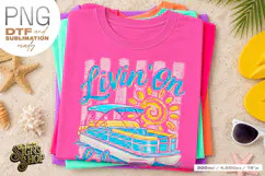 Livin on Lake Time png, Girly Pontoon Boat Design DTF Product Image 2