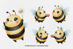 15 Bundle Watercolor Cute Bee Baby Honey Hive Sting Buzz Product Image 7