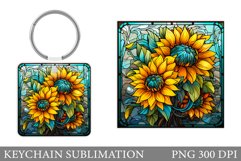 Sunflowers Keychain Sublimation. Flowers Keychain Design Product Image 1