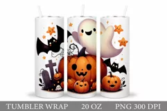 Cute Ghost Tumbler Sublimation. Ghost Halloween Tumbler Product Image 1