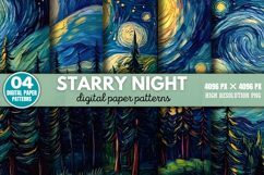 Starry Night Digital Paper Background JPG Product Image 1