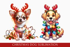 Cute Christmas Dog clipart, Dog Sublimation Product Image 1