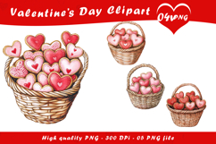 Valentine Heart Cookie Basket Clipart PNG Product Image 1