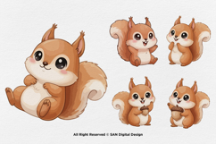 15 Bundle Watercolor Cute Squirrel Burrow Rodent Nut Small Product Image 7