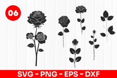 Rose Flower Silhouette SVG PNG Product Image 1