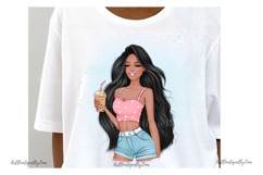 Cute Girl with Iced Coffee Clipart Product Image 7