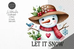 Christmas clipart, Snowman clipart, Winter sublimation Product Image 1