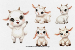15 Bundle Watercolor Baby Goat Farm Sticker Kids Cartoon Art Product Image 7