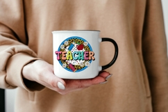 Rainbow Glitter Teacher PNG with Leopard Print &amp; Daisies Product Image 6
