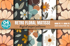 Retro floral matisse Digital Paper Bundle PNG Product Image 8