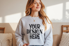 Ash Gildan 18000 Sweatshirt Mockup,G18000 Crewneck Sweatshir Product Image 1