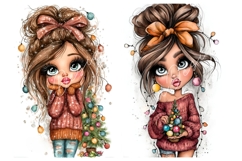 36 JPG Whimsical Cute Christmas Watercolor Girls Bundle Product Image 4