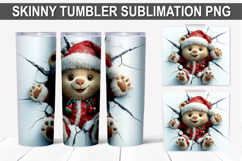Christmas Bear Tumbler Wrap PNG - Festive Bear Design Product Image 1