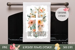 Pastel Flowers Towel PNG, Christian Floral Cross Towel Product Image 1