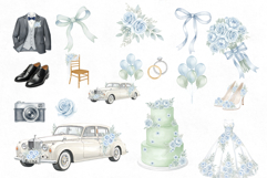 30 Elegant Watercolor Blue Rose Wedding Clipart PNG | Dusty Product Image 2