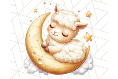 Sleeping Baby Animals PNG, Moon and Stars Nursery Clipart Product Image 3
