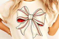 Coquette Baseball Bow PNG, Vintage Baseball Bow PNG, Bow PNG Product Image 2