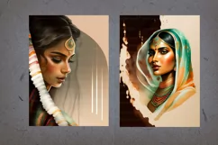 Desi art, Indian woman illustration 14 PNG Product Image 7