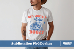 Red White &amp; Boozy Cowboy America 4th of July USA PNG DTF Product Image 2