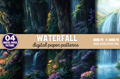 Waterfall Digital Paper Background PNG Product Image 1