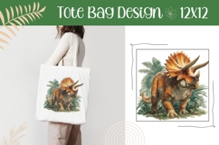 Dino Tote Bag Design, Triceratops Dinosaur Tote Bag Product Image 1