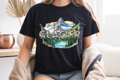 Glacier National Park PNG, Vintage Mountain Lake Sublimation Product Image 8
