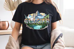 Glacier National Park PNG, Vintage Mountain Lake Sublimation Product Image 8