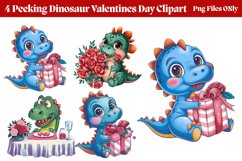 Peeking Dinosaur Valentines Day Clipart PNG Product Image 1