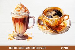 Coffee Sublimation Clipart, Coffee Watercolor Clipart Product Image 1