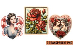 Valentines Romantic Retro Style Stamp Clipart Product Image 1