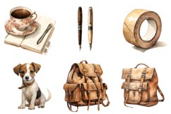 Antique Planner Girl Clipart, Set of 27 Png Bundle Product Image 2