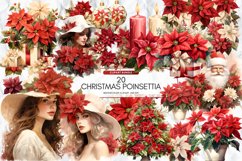 Christmas Poinsettia Clipart, Set of 20 Png Bundle Product Image 1