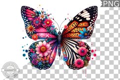 Vibrant Floral Butterfly Sublimation - Clipart PNG Design Product Image 1