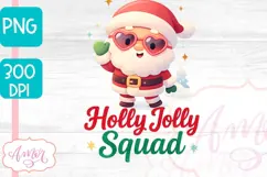 Holly Jolly PNG design, Cute Santa sublimation Product Image 2