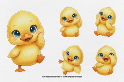 15 Bundle Watercolor Cute Yellow Duck Cute Animal Farm Product Image 7