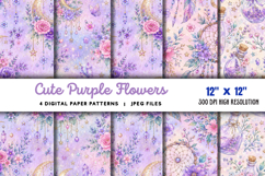 Cute Purple Flowers Pattern JPG Product Image 1