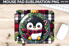 Watercolor Penguin Mouse Pad Sublimation - Christmas PNG Product Image 1