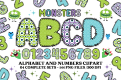 Monsters Digital Papers, monsters doodle letters Product Image 2