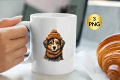 Cute Christmas Dog clipart, Dog Sublimation Product Image 3