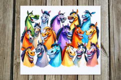 Funny horses | 4 skinny tumbler Sublimation designs P2 Product Image 3