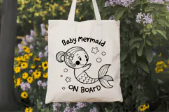 Baby mermaid on board SVG Design, Mermaid SVG Design Product Image 7