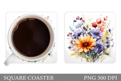 Flowers Coaster Sublimation. Wildflowers Coaster Design Product Image 1