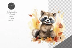 Autumn clipart, Raccoon clipart, Fall clipart Product Image 1