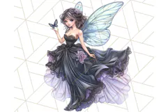 Gothic Fairy & Potion Clipart, Dark Fantasy PNG Printable Product Image 3