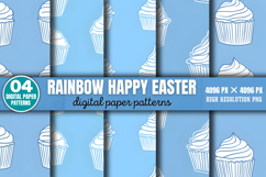 Rainbow Happy Easter Digital Paper Background PNG Product Image 1