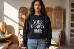 Black Gildan 18000 Sweatshirt Model Mockups, Sweatshirts Product Image 1