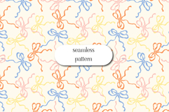 Pastel Bow Seamless Pattern Cute Ribbon Digital Print Product Image 1