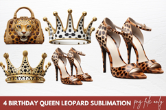 Birthday Queen Leopard Sublimation Clipart Product Image 1
